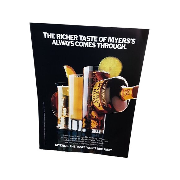 1986 Myers Rum Richer Taste Always Comes Through Original Print Ad - Picture 1 of 1